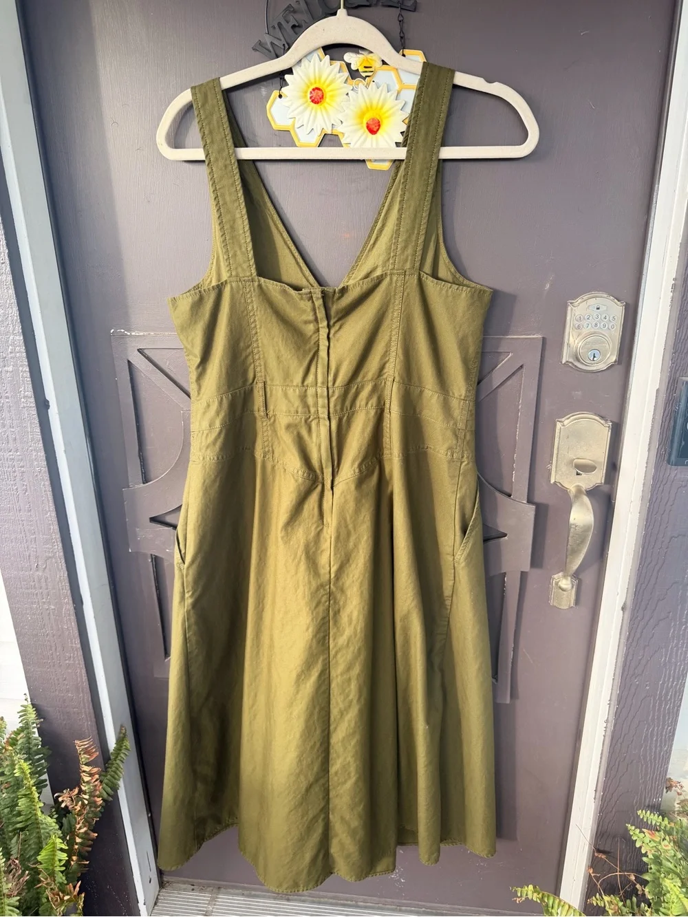 Banana Republic Olive Green V-Neck Midi Dress